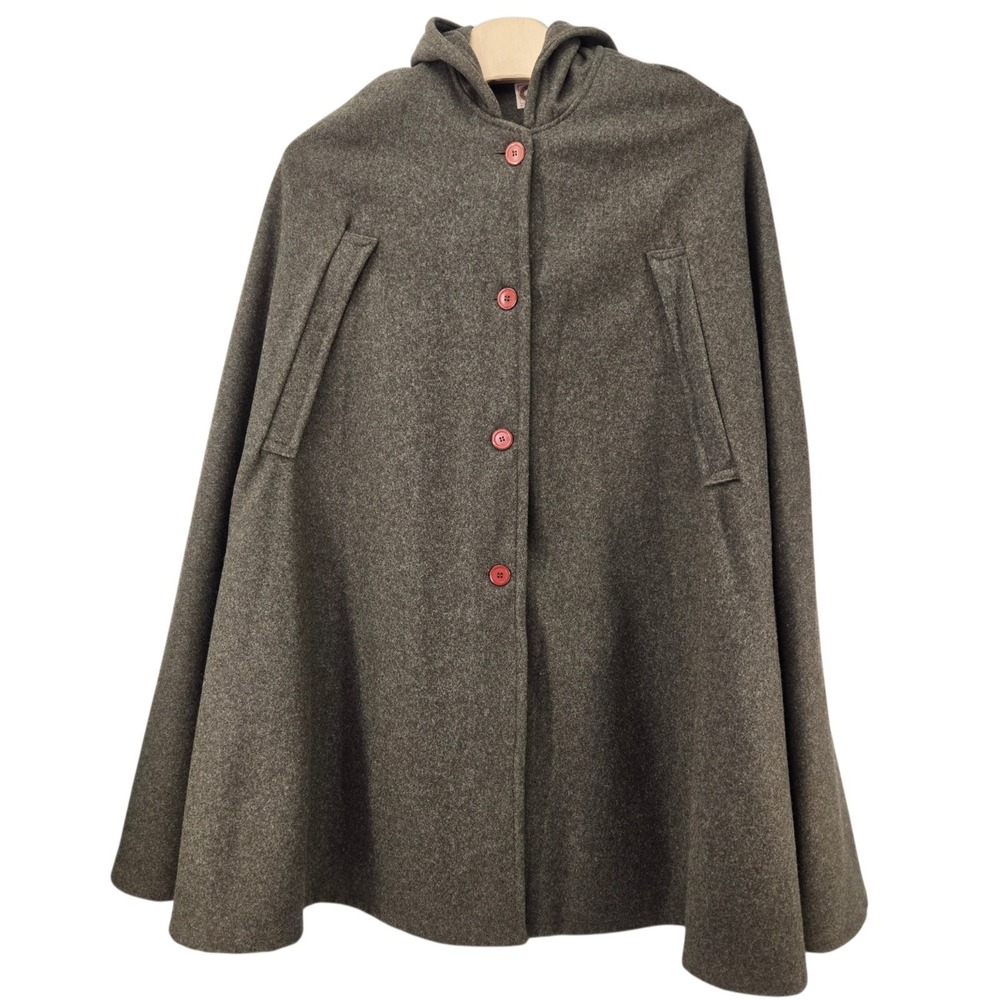 VTG Banana Republic "Cape Of Two Countries" Wool Cloak Cape Hooded 1987 RARE OS